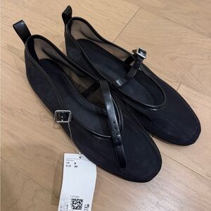 H&M Black Mesh Mary Jane Ballet Flats